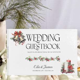 Winterhochzeit Stechpalmen-Glocken und Kerzen Gästebuch