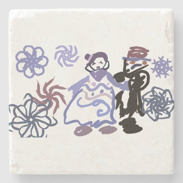 Winterhochzeit  steinuntersetzer (Vorderseite)