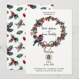 Winterhochzeit Urlaub Weihnachten Stechpalme Beere Einladung