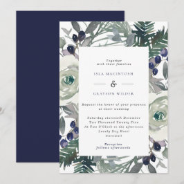 Winterhochzeit von Navy & White Blume & Berries Einladung