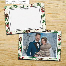Winterhochzeit Zapfen Foto Danksagungskarte Mitteilungskarte
