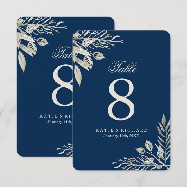 Winterhochzeiten-Tischnummern Einladung (Vorne/Hinten)