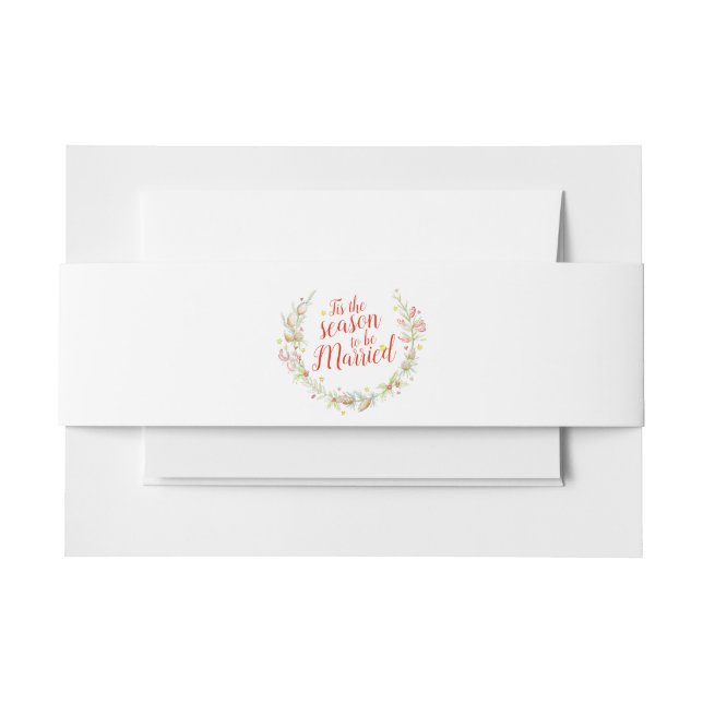 Winterhochzeitkegel Rote Beeren Stern Wasserfarbe Einladungsbanderole (Vorderseite Beispiel)