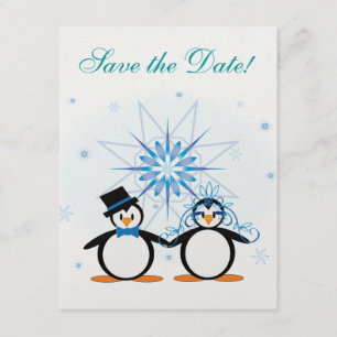 Winterhochzeitpinguine Save The Date