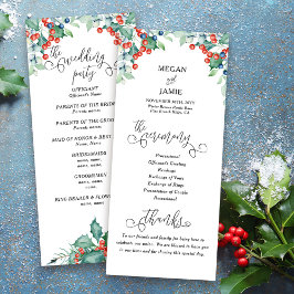 Winterhochzeitprogramm mit elegantem Text und Holl