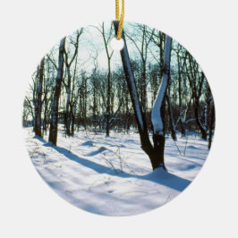 Winterholz-Rundschmuck Keramik Ornament