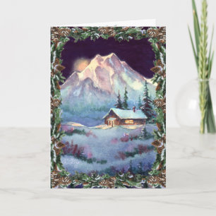 WINTERHOLZHAUS & KRANZ von SHARON SHARPE Feiertagskarte
