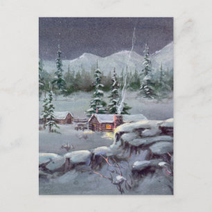 WINTERHOLZHAUS von SHARON SHARPE Postkarte