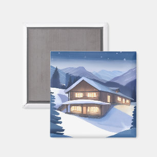 Winterholzhütte Magnet