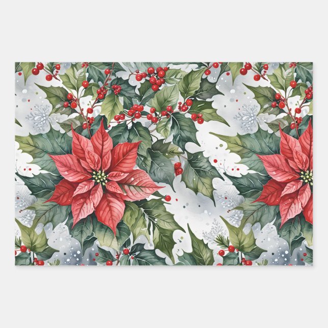 Winterholzpapier-Flachblatt-Set 3 Geschenkpapier Set (Vorderseite)