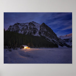 Winterhütte im Wald Poster