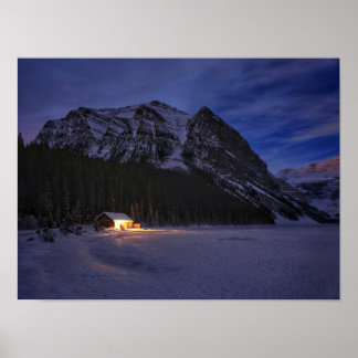 Winterhütte im Wald Poster