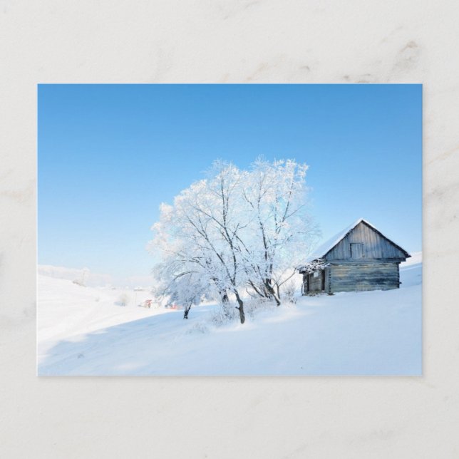 Winterhütte Landschaft Postkarte (Vorderseite)