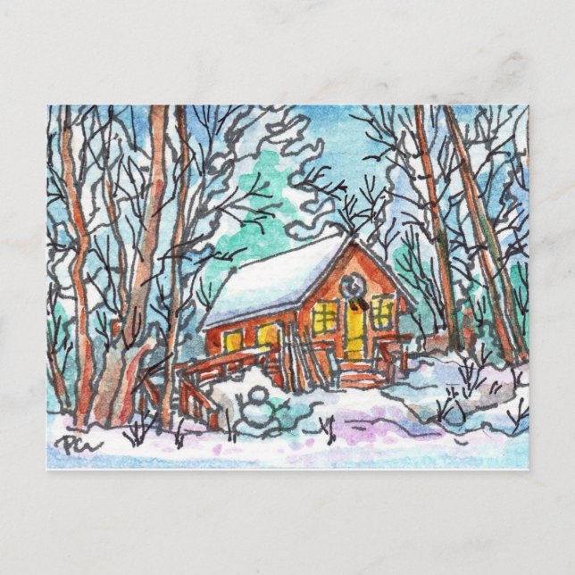 Winterhütte Postkarte (Vorderseite)