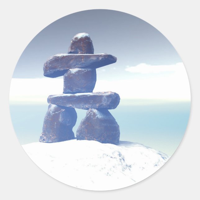 Winterinukshuk-Aufkleber Runder Aufkleber (Vorderseite)