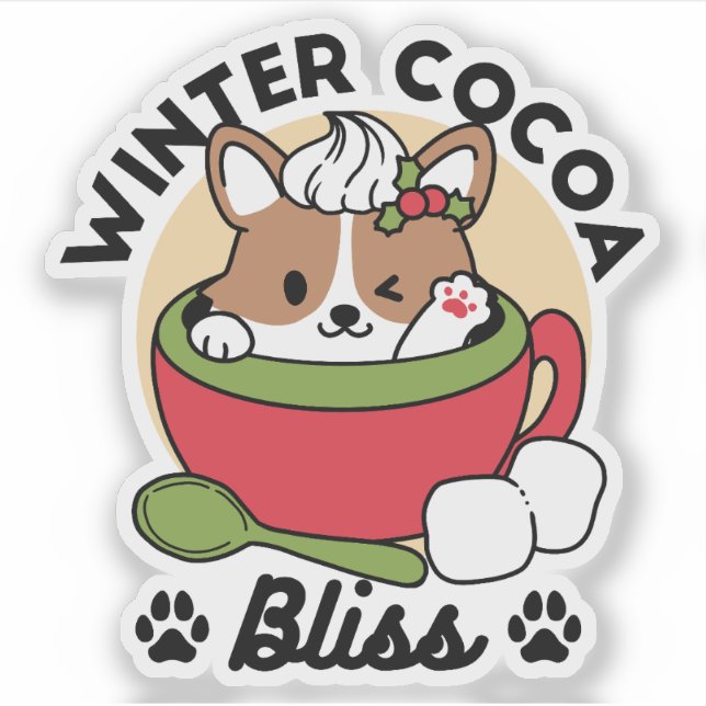 Winterkakaoglas - Niedlicher Hund im Design von Ta Aufkleber (Vorderseite)
