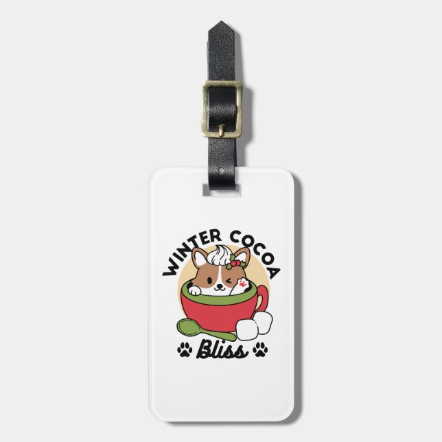 Winterkakaoglas - Niedlicher Hund im Design von Ta Gepäckanhänger (Vorderseite vertikal)