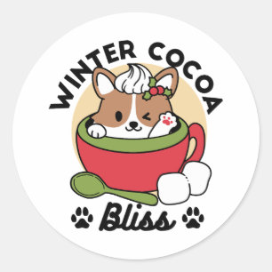 Winterkakaoglas - Niedlicher Hund im Design von Ta Runder Aufkleber
