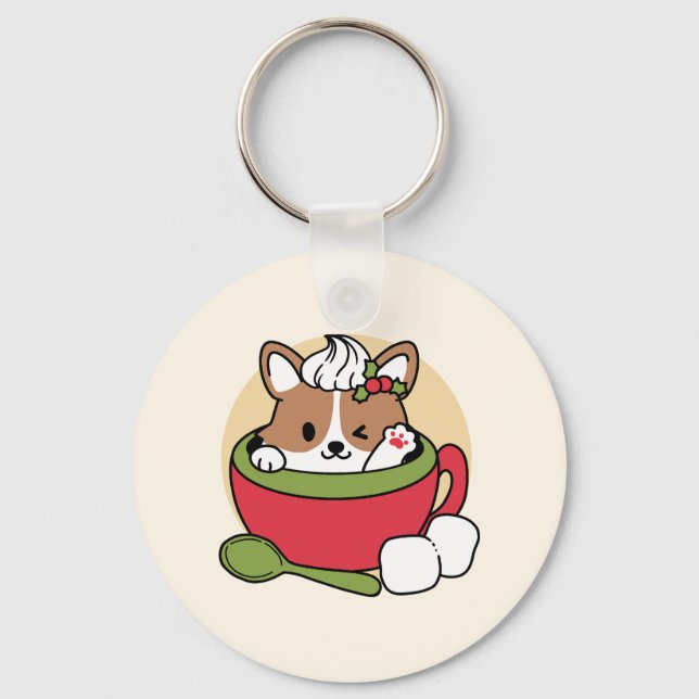 Winterkakaoglas - Niedlicher Hund im Design von Ta Schlüsselanhänger (Vorderseite)