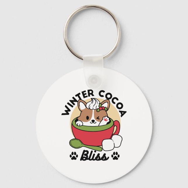 Winterkakaoglas - Niedlicher Hund im Design von Ta Schlüsselanhänger (Vorderseite)