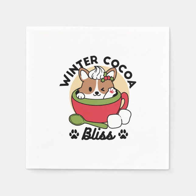 Winterkakaoglas - Niedlicher Hund im Design von Ta Serviette (Vorderseite)