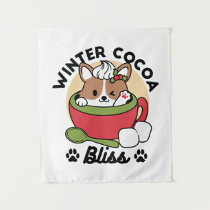 Winterkakaoglas - Niedlicher Hund im Design von Ta Wandteppich