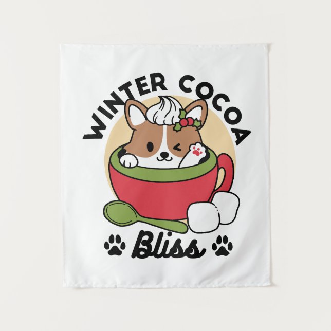 Winterkakaoglas - Niedlicher Hund im Design von Ta Wandteppich (Vorderseite)