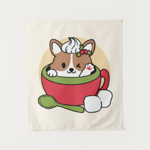 Winterkakaoglas - Niedlicher Hund im Design von Ta Wandteppich