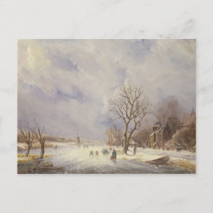 Winterkanalszene, 19. Jahrhundert Postkarte