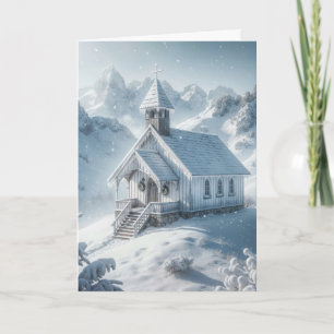Winterkapelle in den Bergen Feiertagskarte