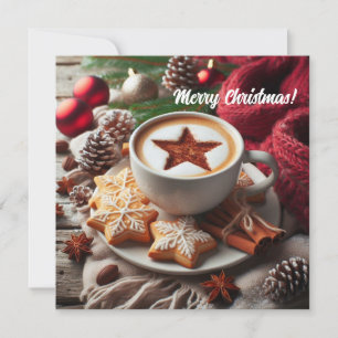 Winterkappuccino-Kaffee - Sternenkekse Feiertagskarte