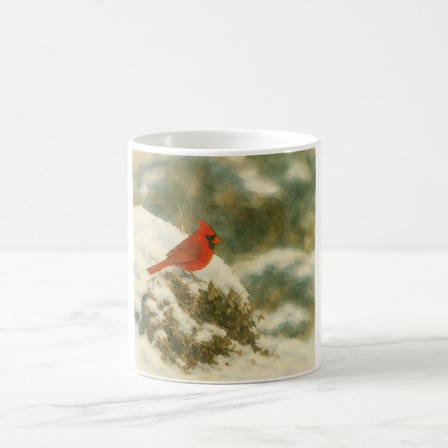 Winterkardinal in Aquarell Kaffeetasse (Mittel)