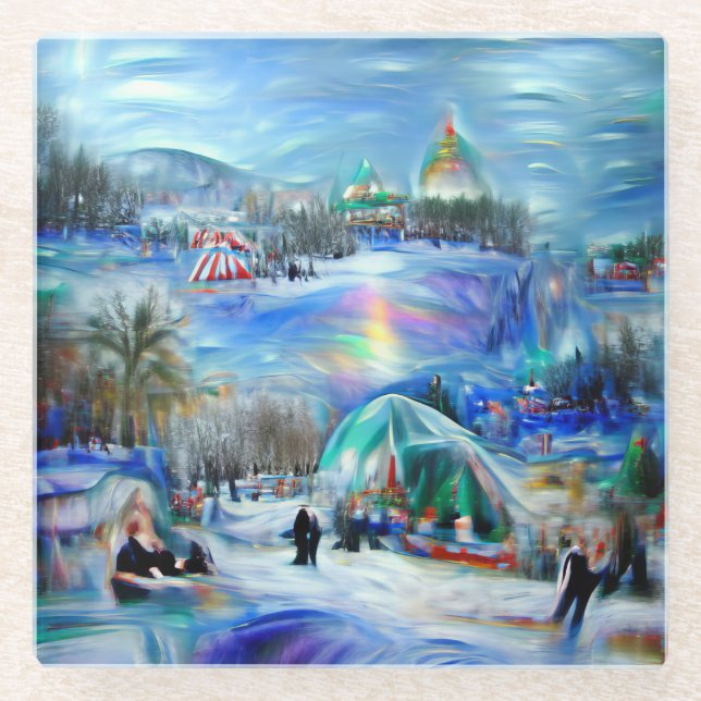 Winterkarneval Glasuntersetzer (Vorderseite)