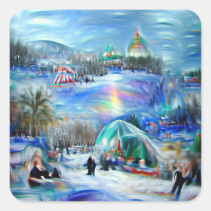 Winterkarneval Quadratischer Aufkleber