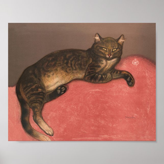 Winterkatze auf Cushion Vintag Cat Portrait Poster (Vorne)
