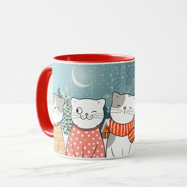 Winterkatzen Tasse (Vorderseite Links)