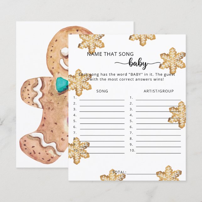 Winterkekse - Name dieses Songs Baby Shower Game (Vorne/Hinten)