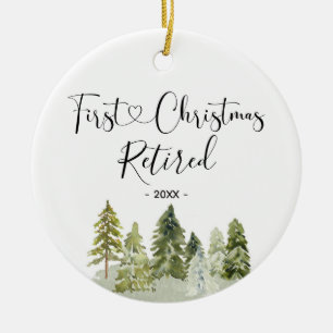 Winterkiefer Woodland Erster Weihnachtsmann Keramik Ornament