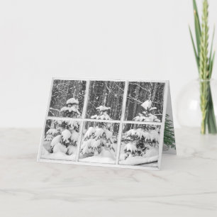 Winterkiefern im Fenster Karte