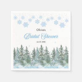 Winterkiefern Schneeblumen Brautparty Serviette