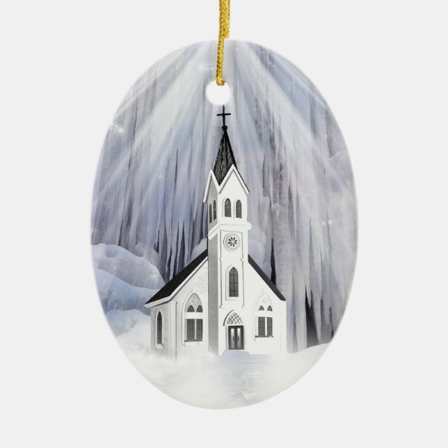 Winterkirche Keramik Ornament (Vorne)