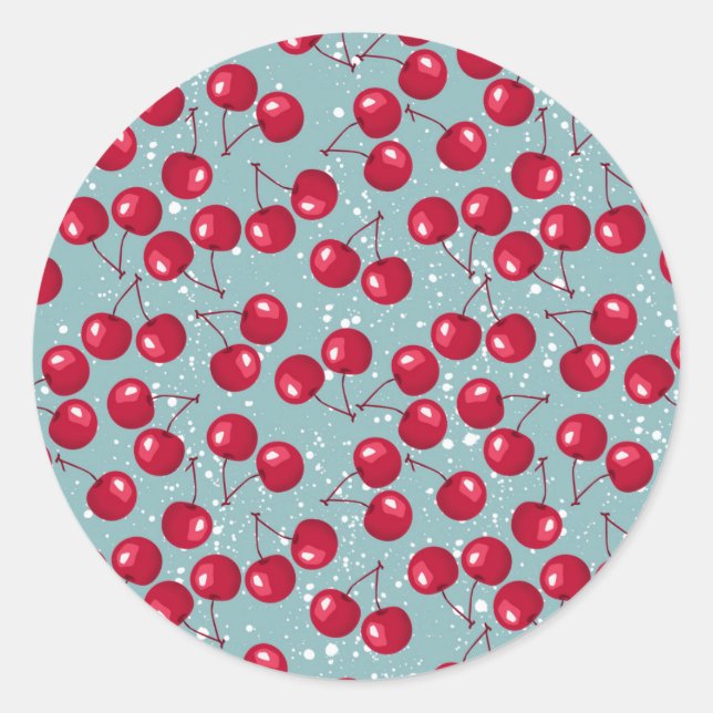 Winterkirsche. Runder Aufkleber (Vorderseite)