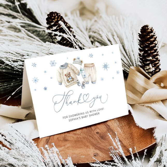 Winterkleidung Boy Baby Dusche Danke Karte (Von Creator hochgeladen)