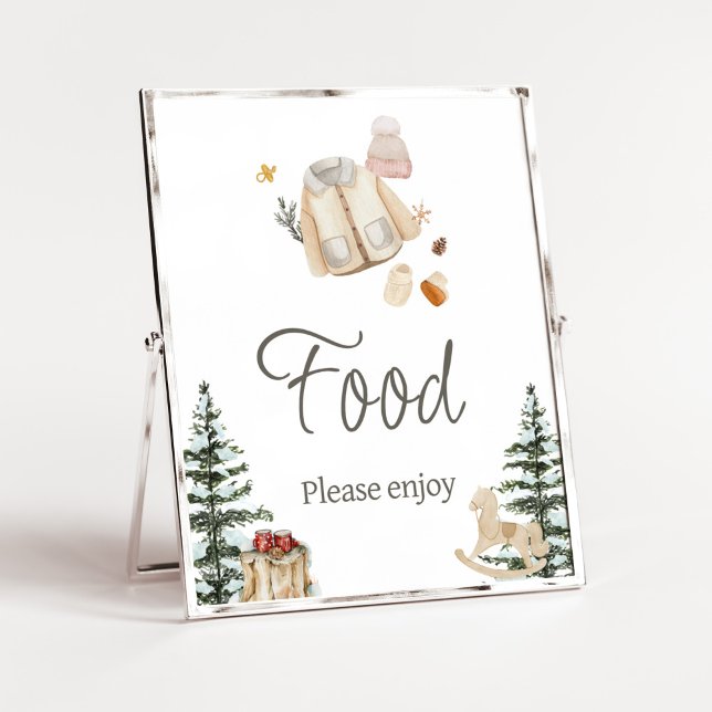 Winterkleidung Es ist kalt draußen Babydusche Nahr Poster (Merry Little Winter Baby Clothes Baby Shower Food Sign)