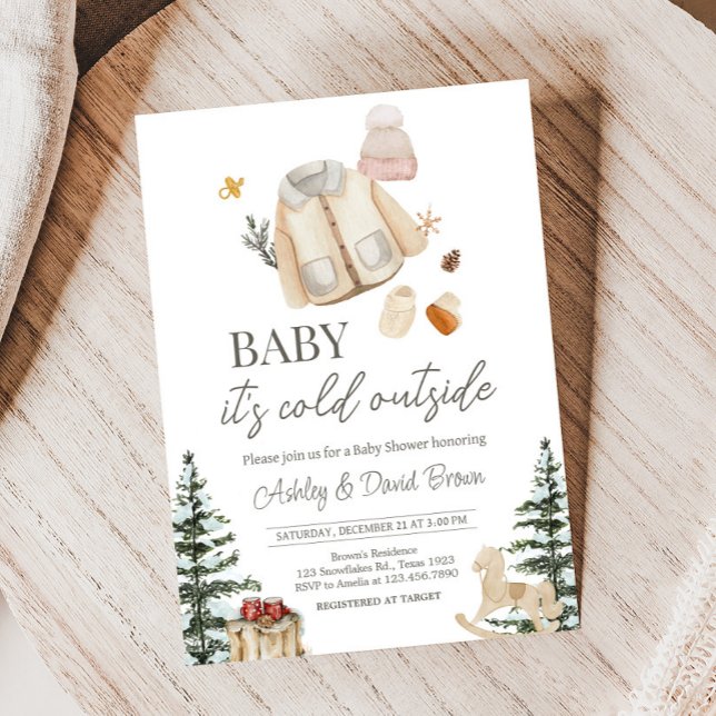 Winterkleidung Es ist kalte Außendusche Einladung (Baby It's Cold Outside Winter Clothes Baby Shower Invitation
)