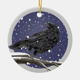 Winterkrähe Keramik Ornament