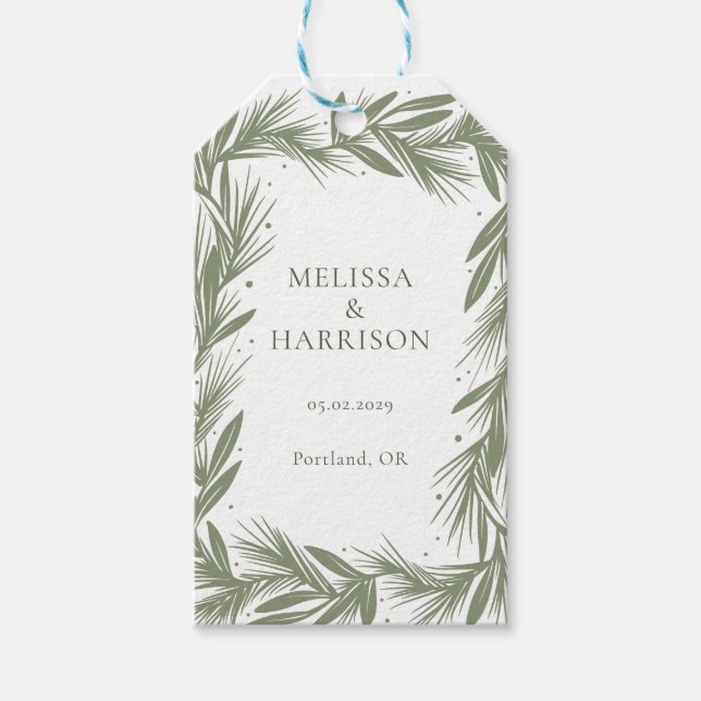 Winterkranz Hochzeitdesign grün Geschenkanhänger (Vorderseite)
