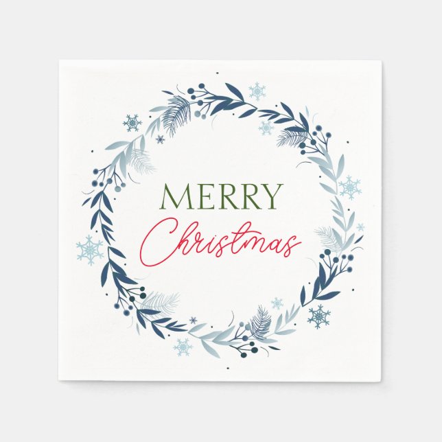 Winterkranz mit frohen Weihnachten Serviette (Vorderseite)