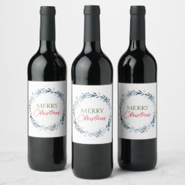 Winterkranz mit frohen Weihnachten Weinetikett
