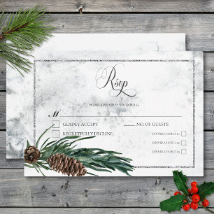 Winterkranz & Roter Kardinal Hochzeitsessen RSVP Karte